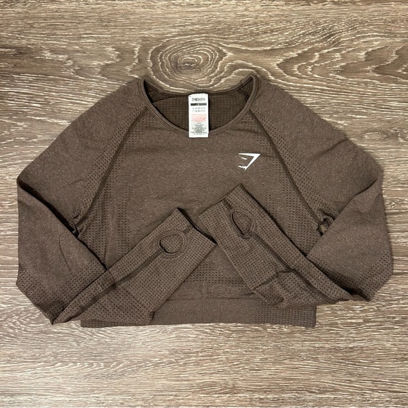 Gymshark Vital Seamless 2.0 Crop Top Brown Marl Mesh - Women’s Size L - Picture 4 of 4